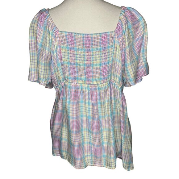 Isabel Maternity by Ingrid & Isabel Peek-a-boo Tie Front Top Size XL Multi Plaid - Picture 6 of 9